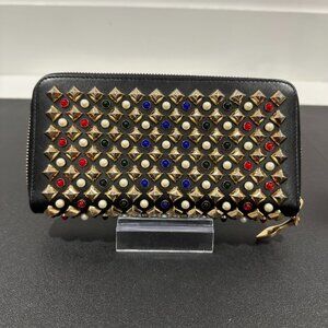 Christian Louboutin Panettone Zip Around Wallet with Multicolor Studs (JB1414)